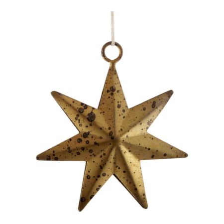 Antique Golden Star Christmas Metal Ornament